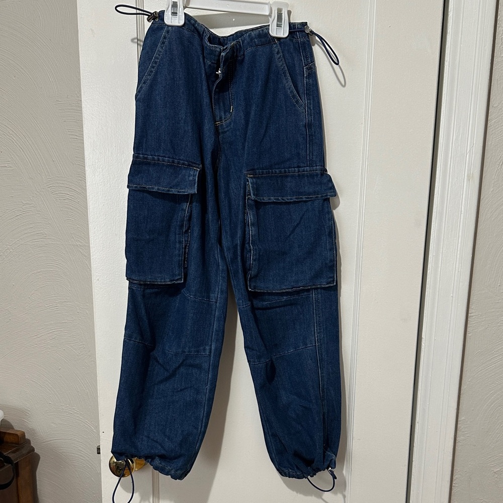 Girls denim cargo jeans